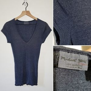 Michael Stars Stretchy V-neck T-shirt Designer Top